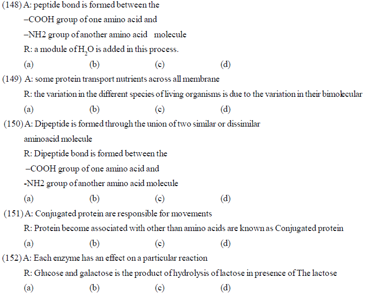 NEET UG Biology Biomolecules 2 MCQs, Multiple Choice Questions